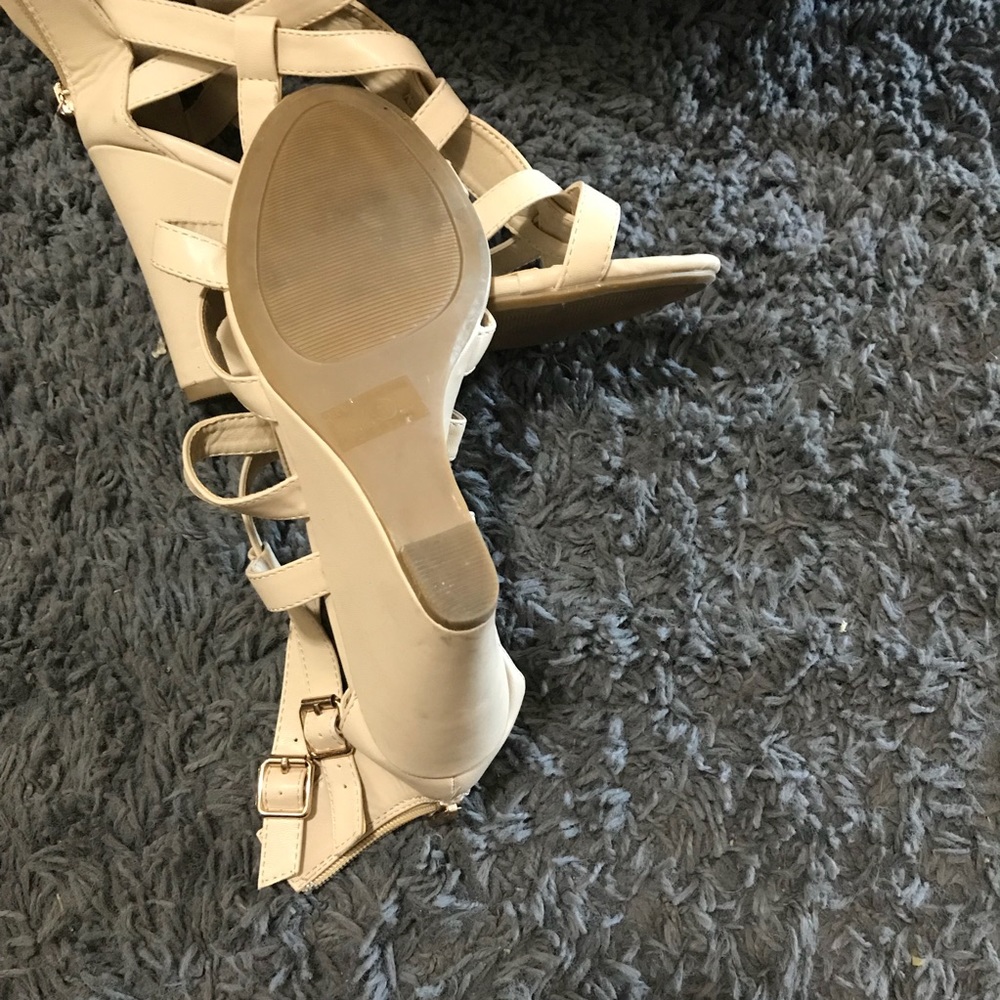 Beige wedge heel sandals